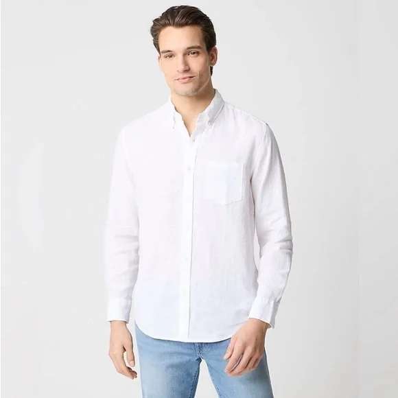 J. Crew | Shirts | J Crew Mens Linen Cotton Blend White Button Down Long  Sleeve Shirt | Poshmark